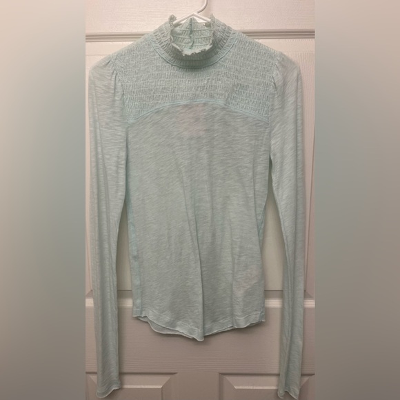 NWT Free People mock neck smocked Tee - Picture 1 of 3